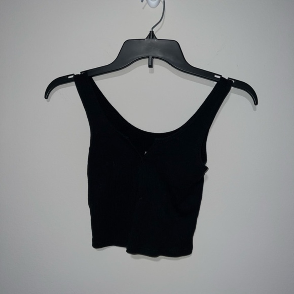 Black Sleeveless Women's Top Black ribbed cropped tank top Aero XS